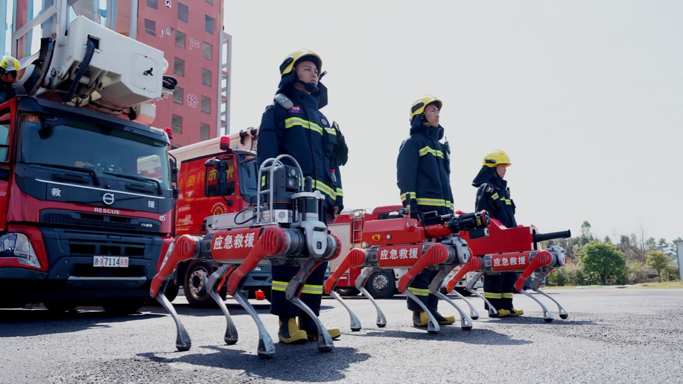 Der Unitree "B2" bei einer Vorführung in Qingdao.