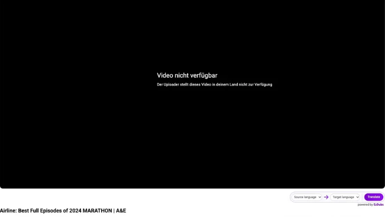 So wird das Video auf YouTube angezeigt, wenn man die Seite aus Österreich ansteuert. Der Zugriff ist auf Zuschauer in den USA beschränkt.