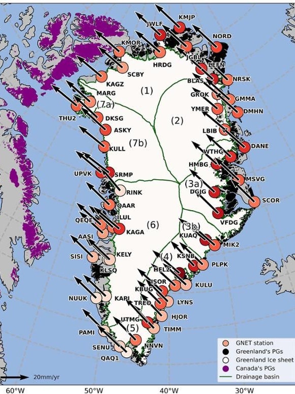 Grönland ist in Bewegung: 58 GPS-Stationen in Grönland dokumentieren die Veränderungen.