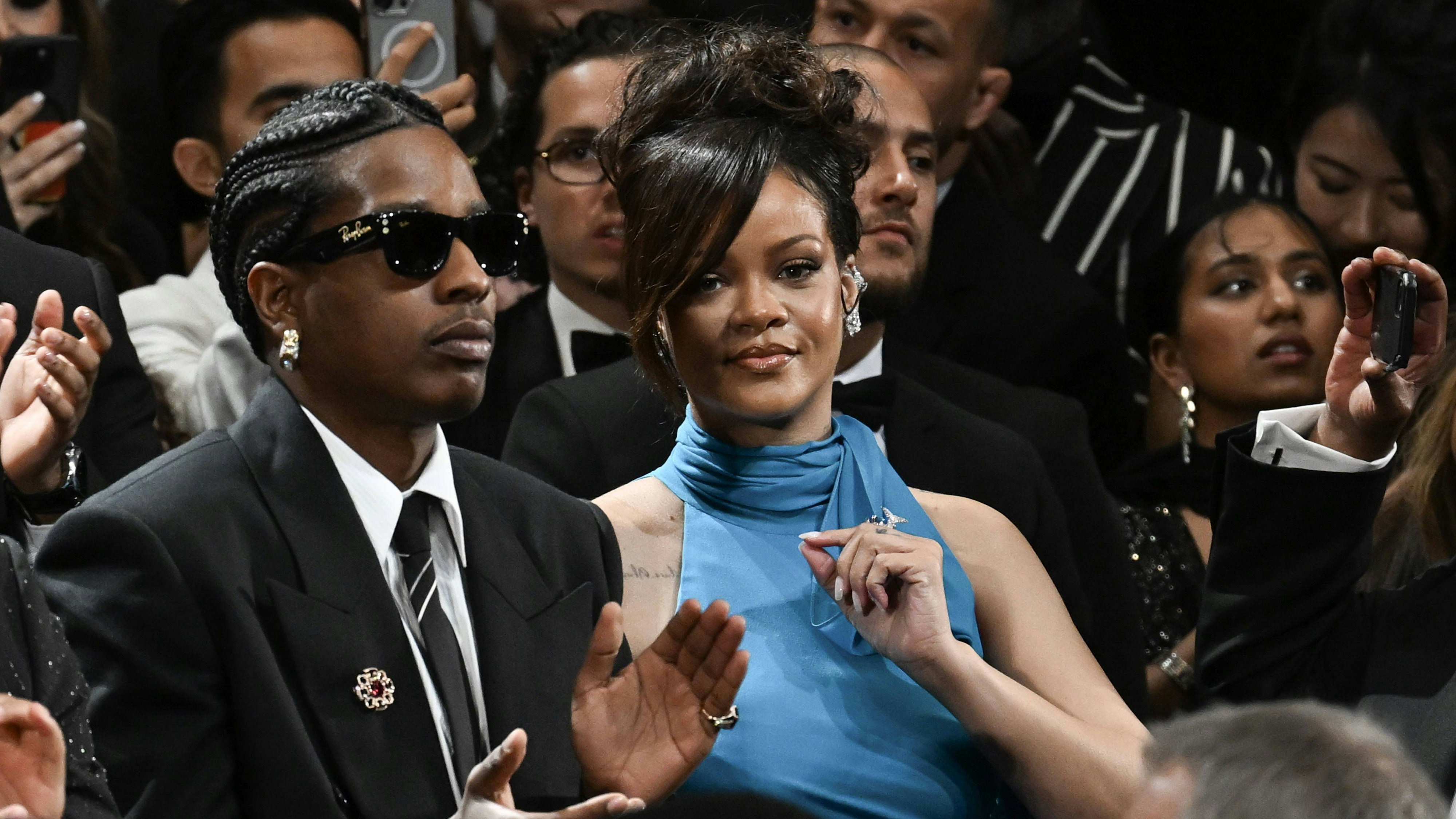 Rihanna mit Partner A$AP Rocky beim Filmfestival in Cannes im Mai. Schwanger und gut gelaunt.   