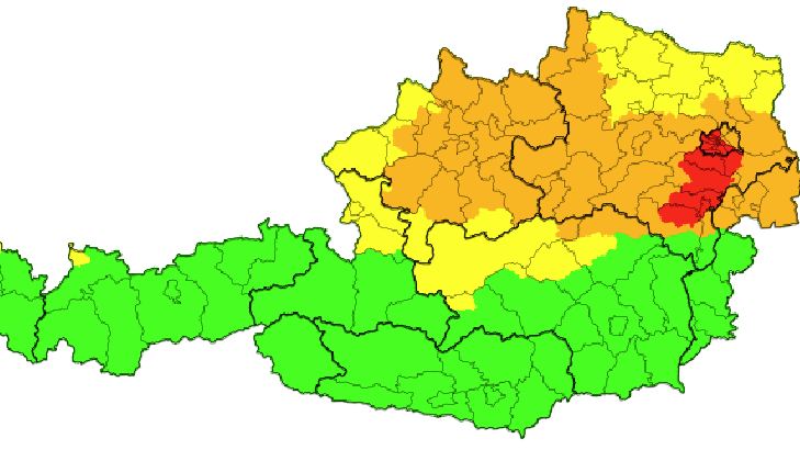 Aktuelle Wetter-Warnungen in Österreich.