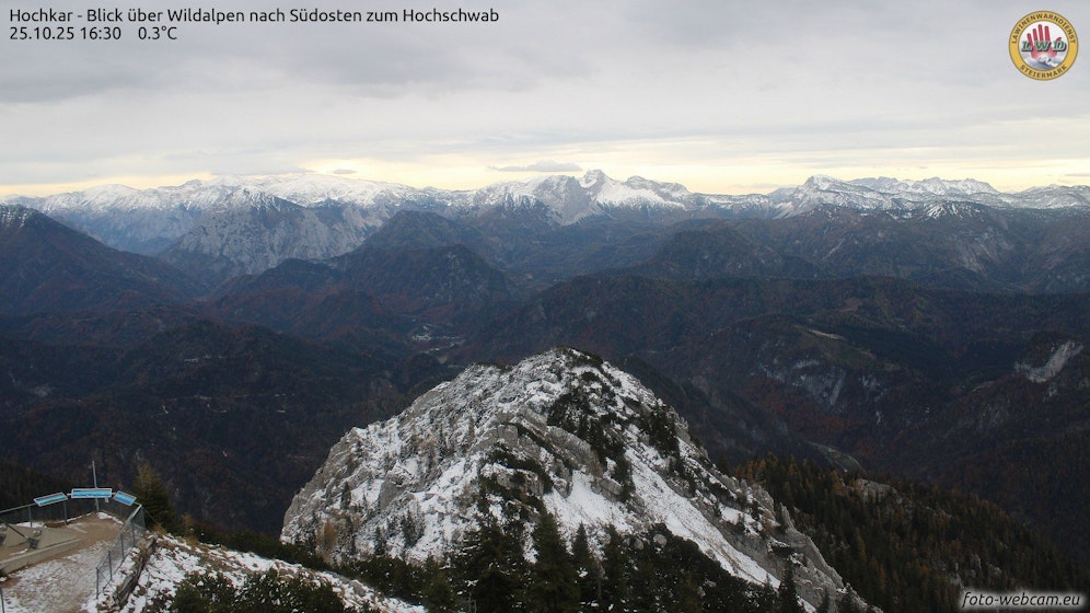 Blick über Wildalpen nach Südosten zum Hochschwab.